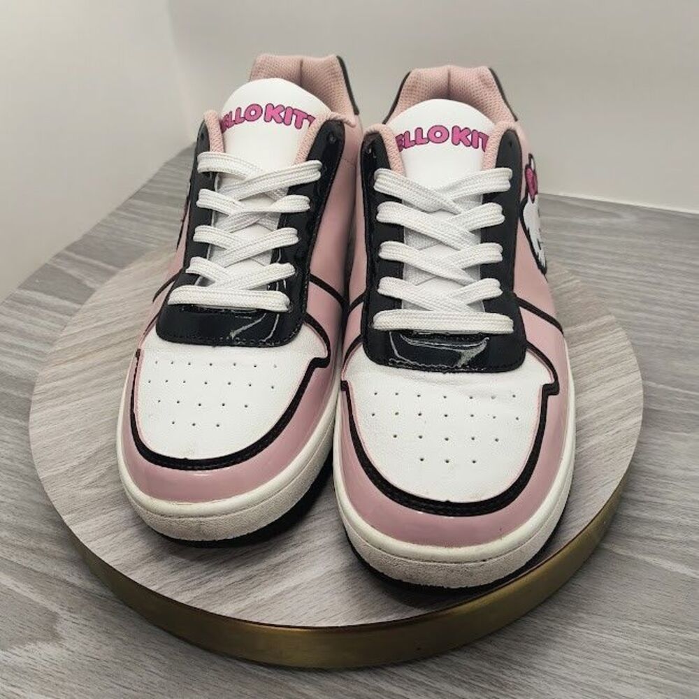 Hello Kitty by Sanrio Low Top Court Sneakers Women's Size 10 Shoes Pink White - Picture 2 of 8